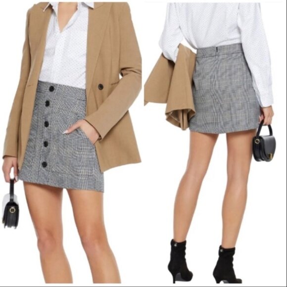 Veronica Beard Fisher Mini Skirt Plaid Buttons Size 0 NWT - Picture 1 of 4